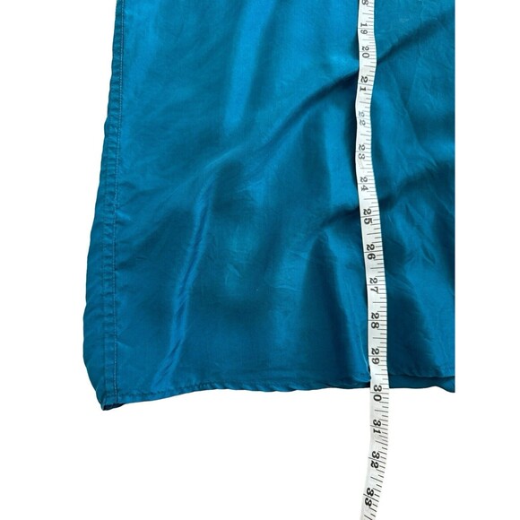 Chiamare Vintage 100% Silk Teal  Button Down Shirt 90s Men's Large - Picture 5 of 5